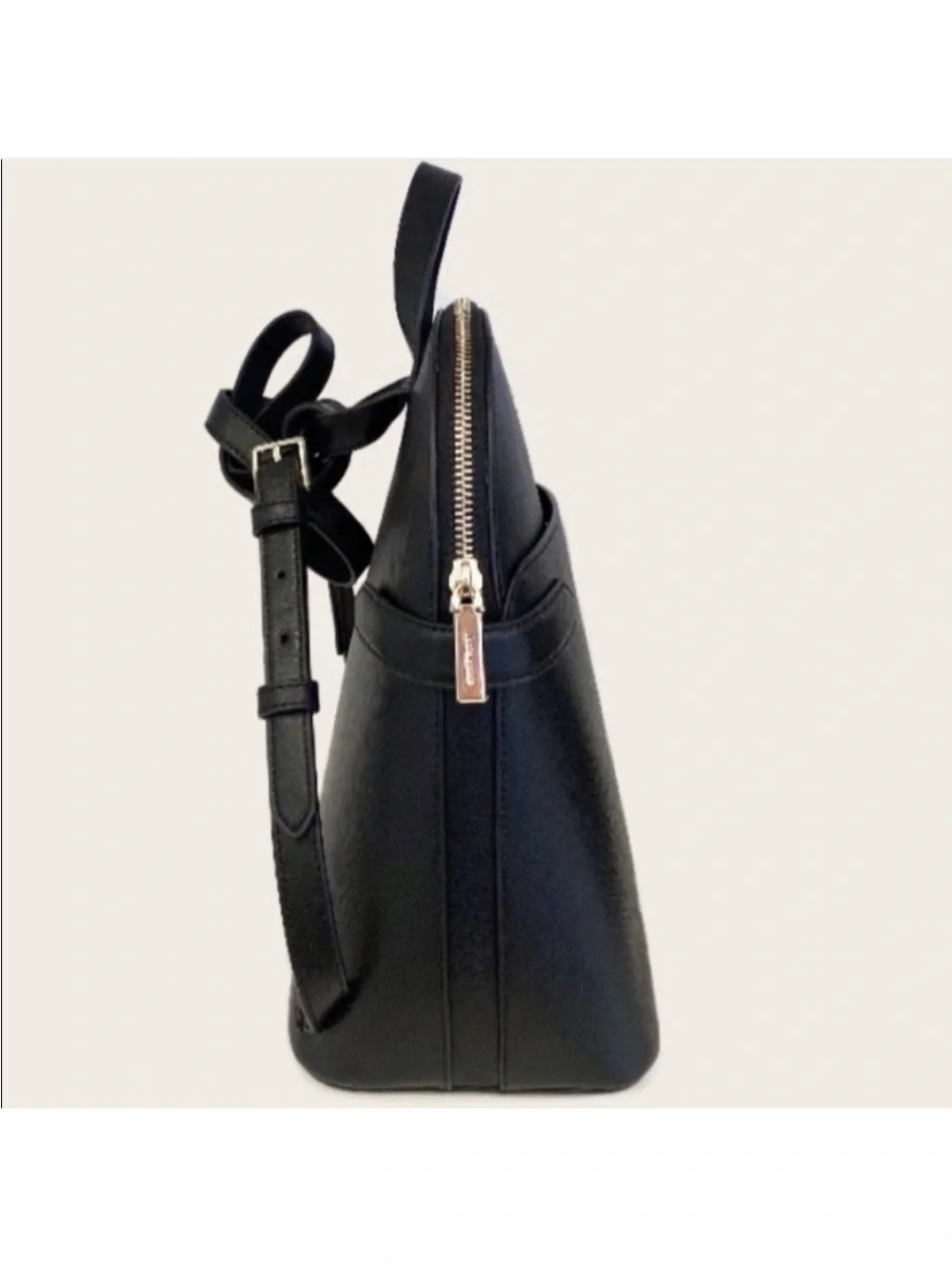 kate spade Black Leather Dome Backpack with Gold Logo